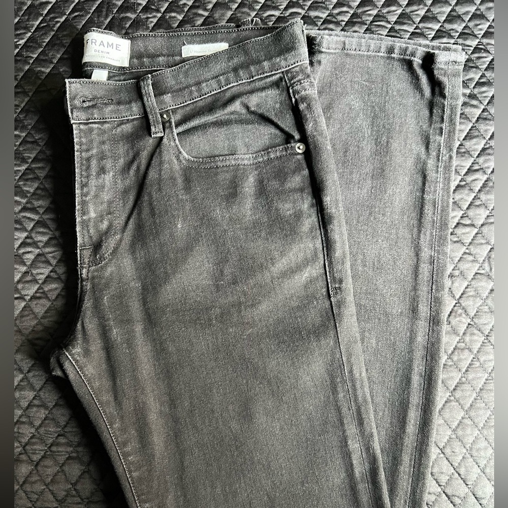 FRAME, L’Homme Skinny Fit Jeans, Size 31, Black Washed.